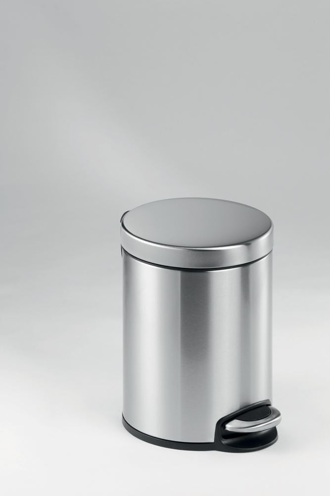 Durable Stainless Steel Pedal Bin 5L | Soft-Close Round Waste Bin | Silver