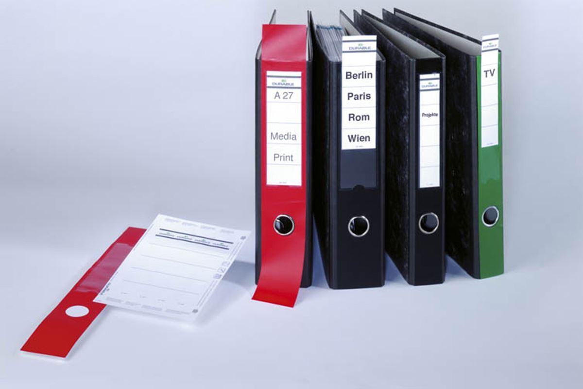 Durable ORDOFIX Adhesive Ring Binder Spine Labels | 10 Pack | 60mm Assorted