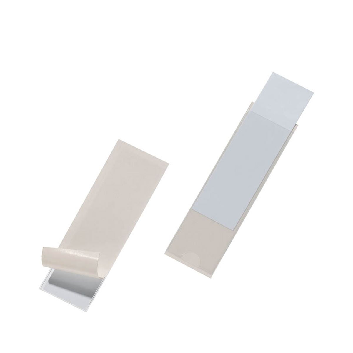 Durable POCKETFIX Self-Adhesive Clear Label Sleeve Pockets | 10 Pack | 100x30mm