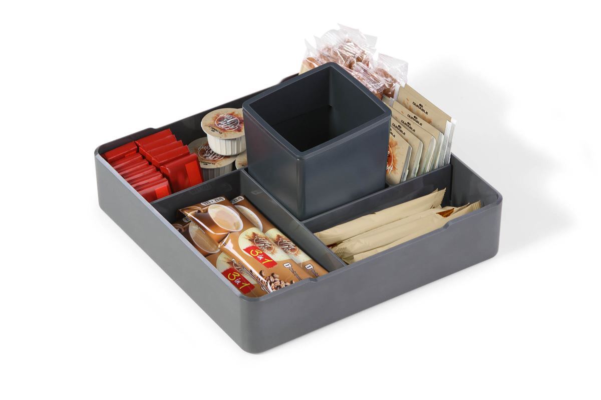 Durable COFFEE POINT Food-Safe Plastic Draw Organiser Storage Divider | Grey