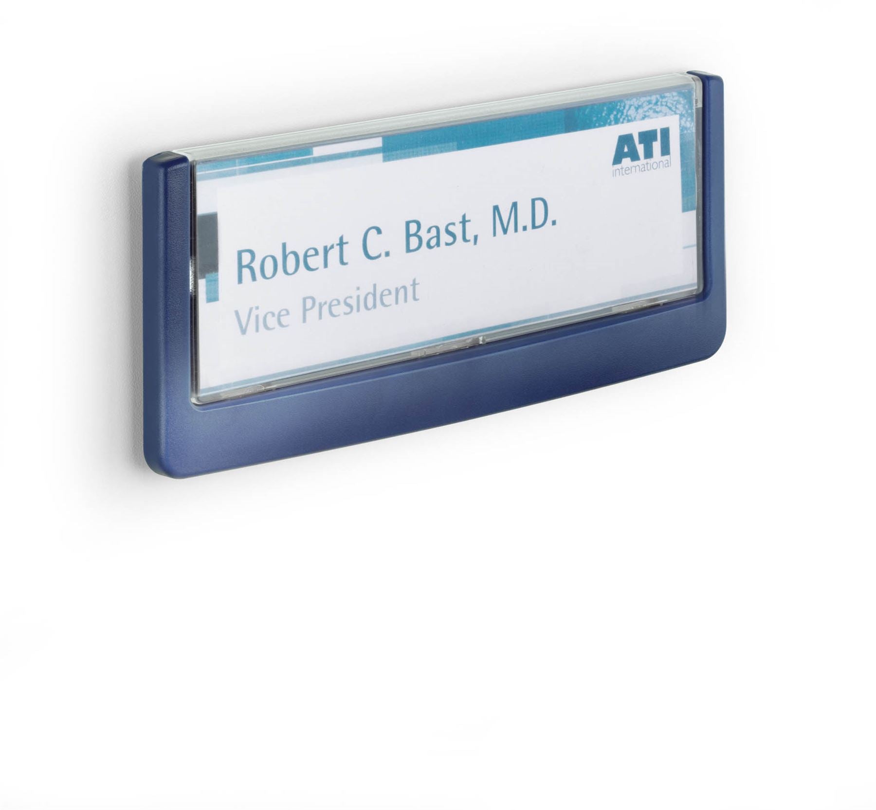 Durable Adhesive CLICK SIGN Wall Mounted Door Sign Holder | 149x53mm | Blue