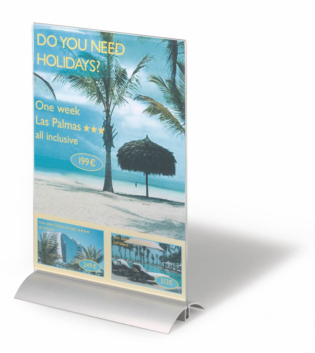Durable Acrylic Aluminium Display Stand Table Menu & Sign Holder | A4 | Clear