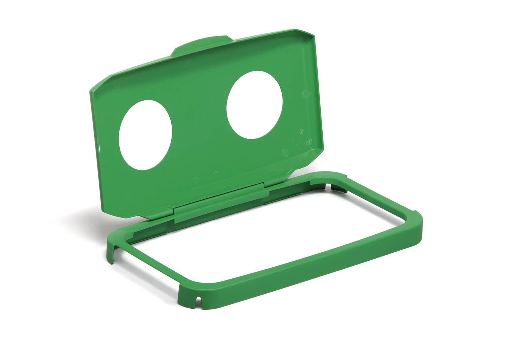 Durable DURABIN Grey Rectangular Recycling Bin + Green Hinged Bottle Lid | 60L