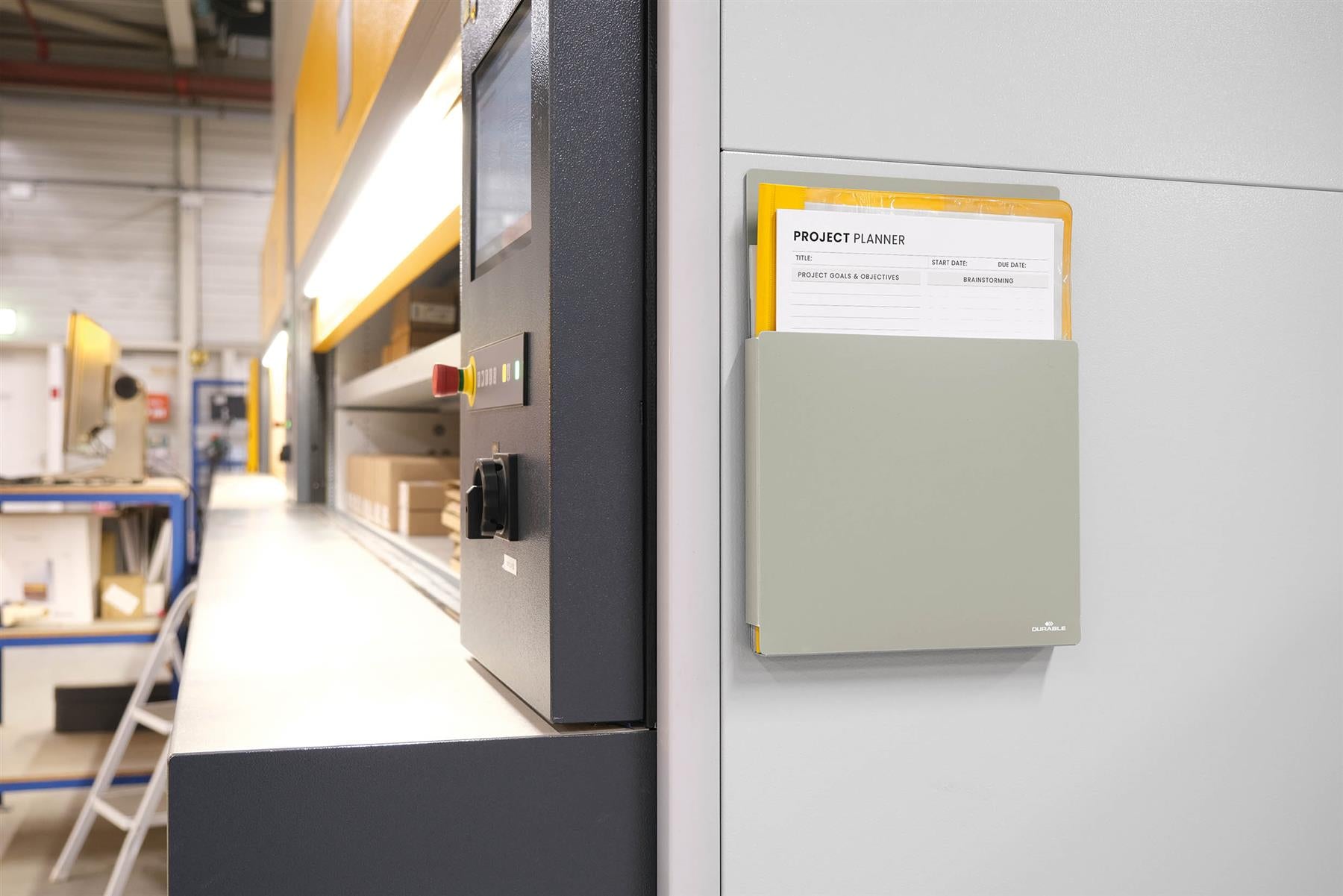 Durable Info Box Magnetic Document File Holder for Metal & Whiteboards | A4 Grey