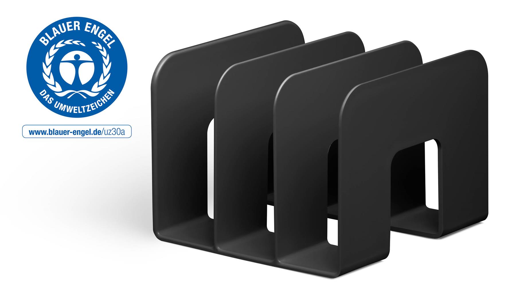 Durable ECO Recycled Plastic Magazine Stand Desk File Holder Organiser | Black