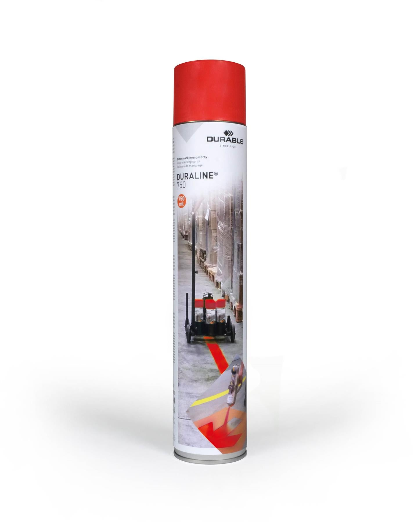 Durable DURALINE Floor Marking Spray 750ml | Permanent Line Paint | Red