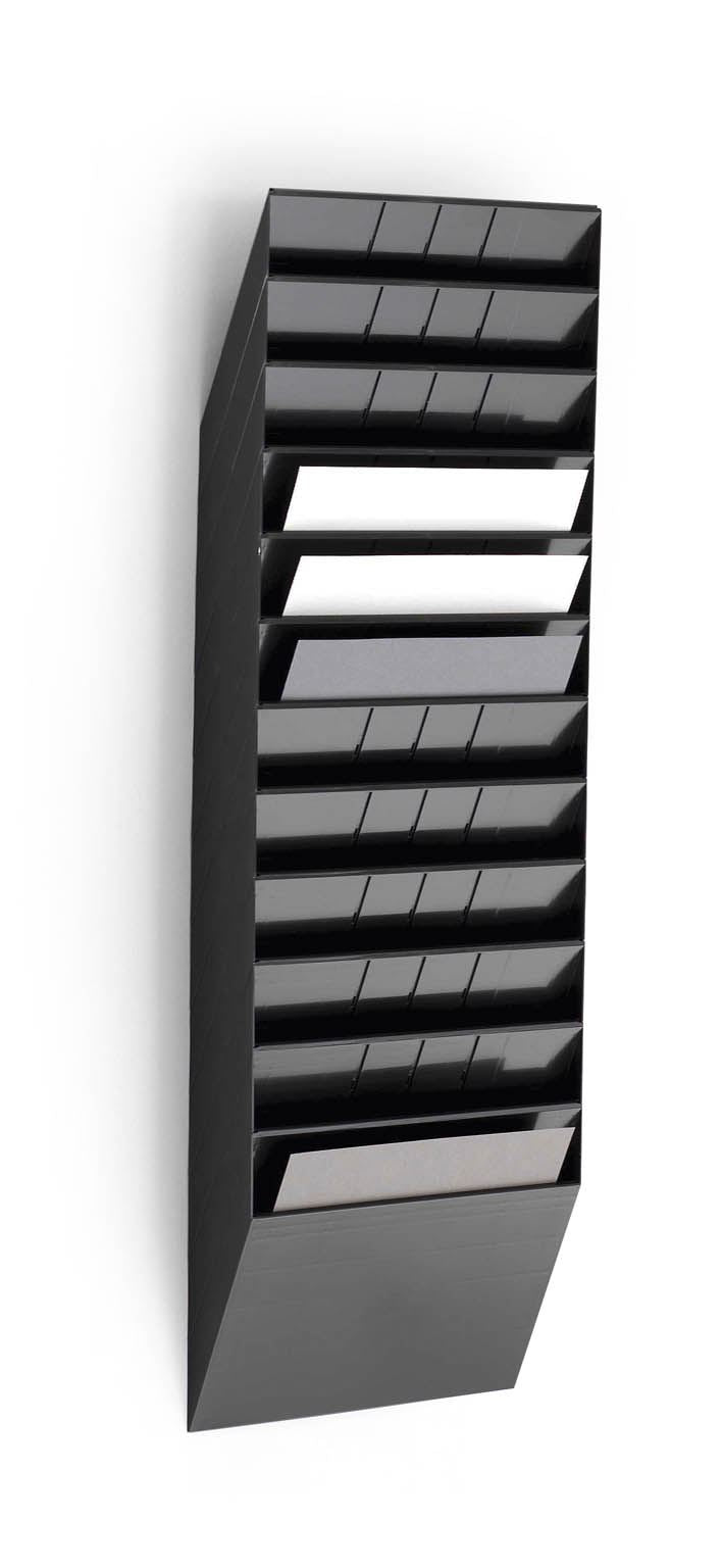 Durable FLEXIBOXX 12 Wall Mounted Literature Tray | A4 Landscape Holder | Black