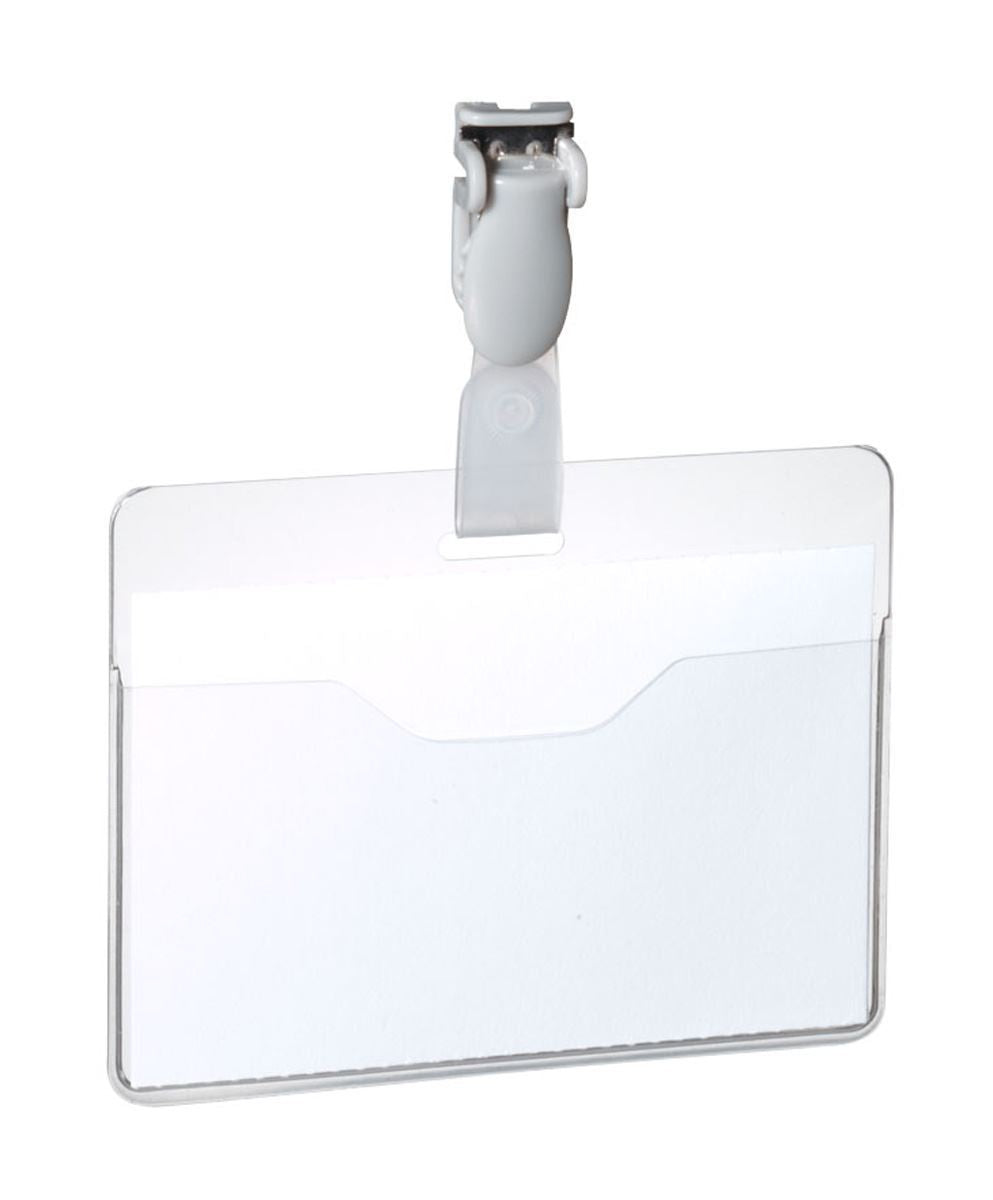 Durable Conference Clip Name Tag ID Badge Holders + Cards | 25 Pack | 60 x 90mm