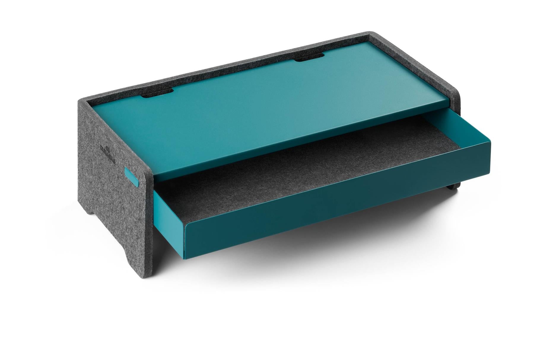 Durable Felt Lined Metal Drawer for Monitor Riser Stand | 47 x 22cm Teal