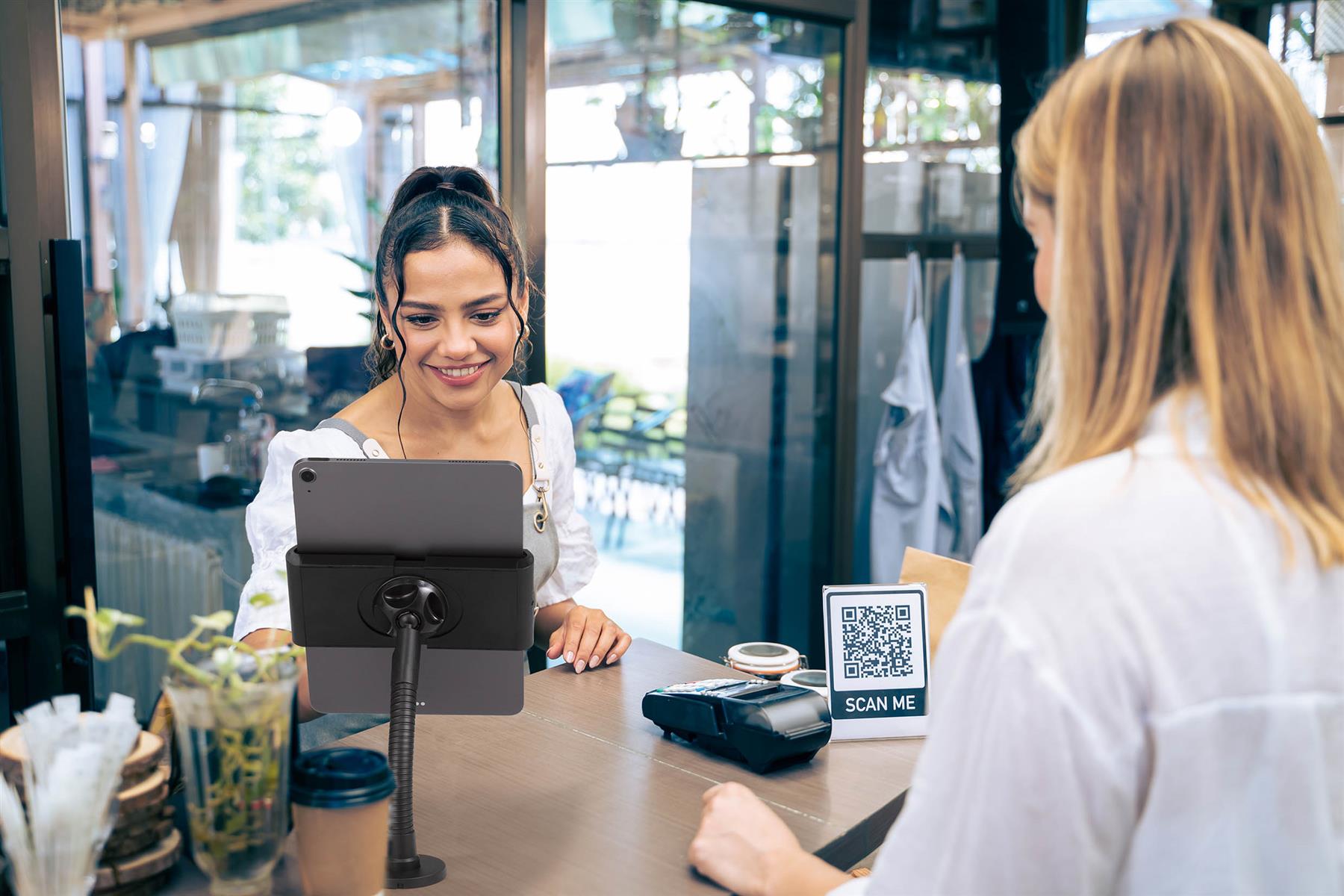 Durable TOUGH Anti-Theft Lock Goose Neck Tablet Holder Wall/Table Mount  | Black