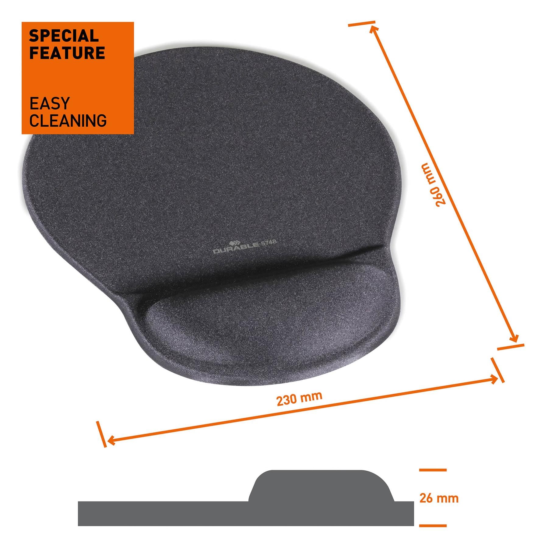 Durable ERGOTOP Soft Touch Mouse Mat with Gel Support Wrist Rest Pad | Grey