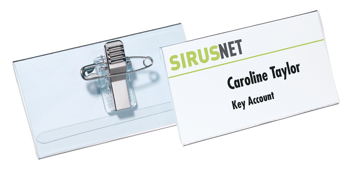Durable COMBI CLIP Clip & Pin Name Badge ID Holder + Inserts | 50 Pack | 40x76mm