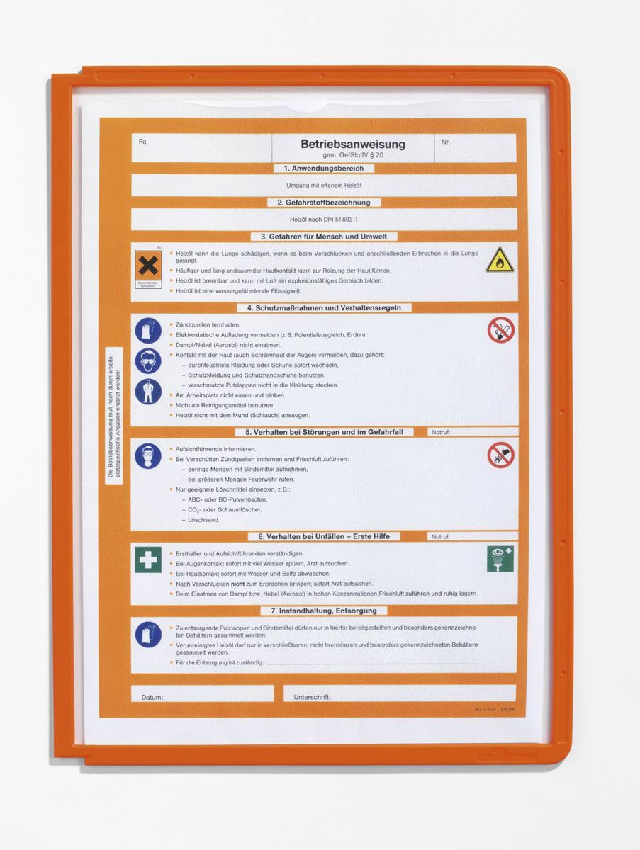 Durable SHERPA Replacement Display Panels | 5 Pack | A4 Orange