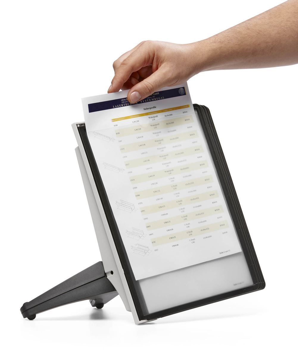 Durable SHERPA SOHO TABLE 5 Desk Display Panel Stand | 5 Panels | A4 Black