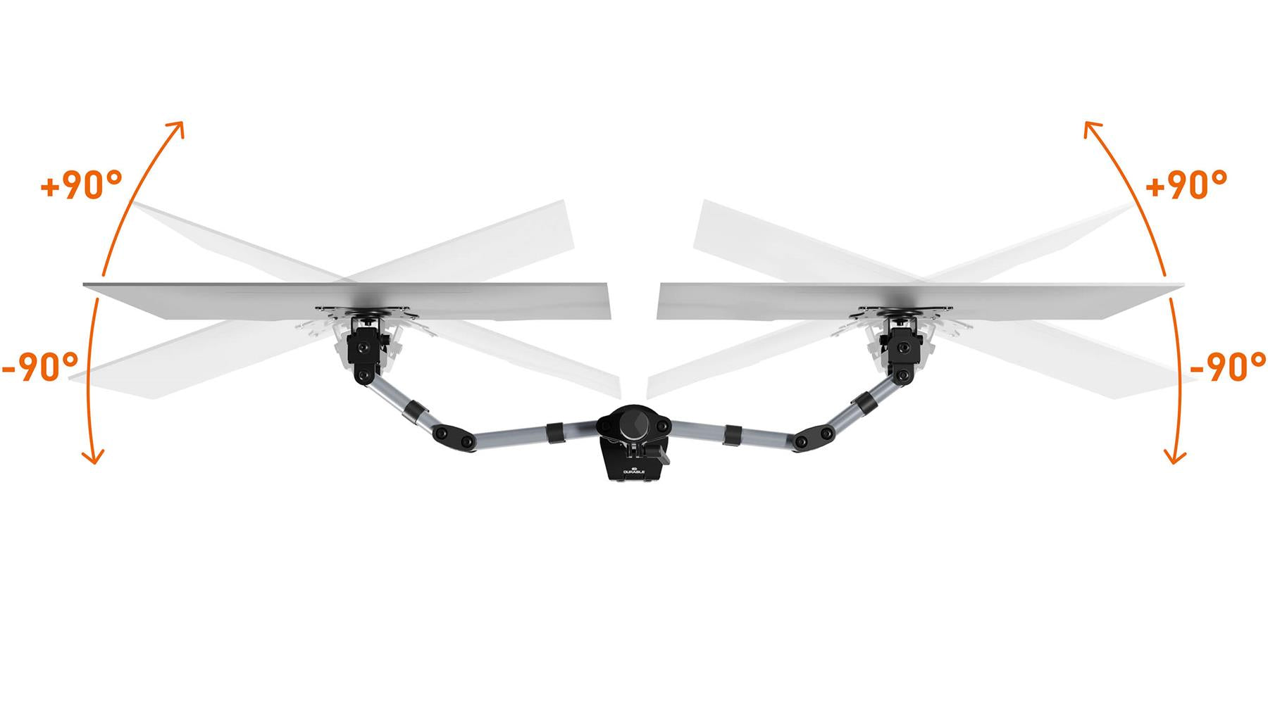 Durable SELECT Monitor Mount Desk Clamp for 2 Screens | 13 - 27" | Gloss Silver