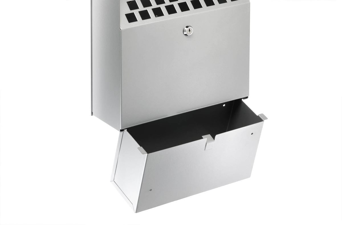 Durable Wall Mounted Lockable Steel Ashtray | 4L | Silver