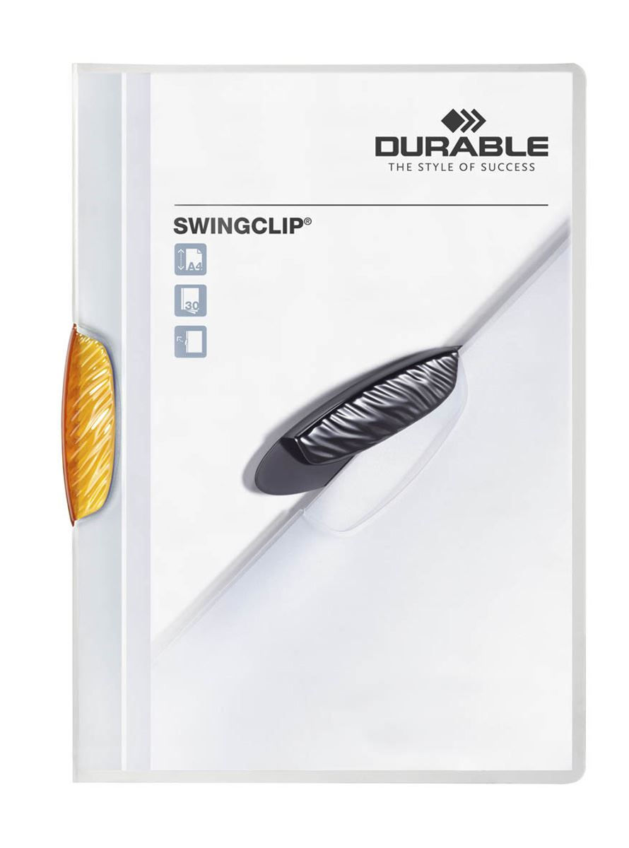 Durable SWINGCLIP 30 Document Swing Clip File Folder | 25 Pack | A4 Orange