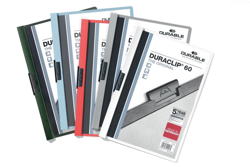 Durable DURACLIP 60 Sheet Document Clip File Folder | 25 Pack | A4 Assorted