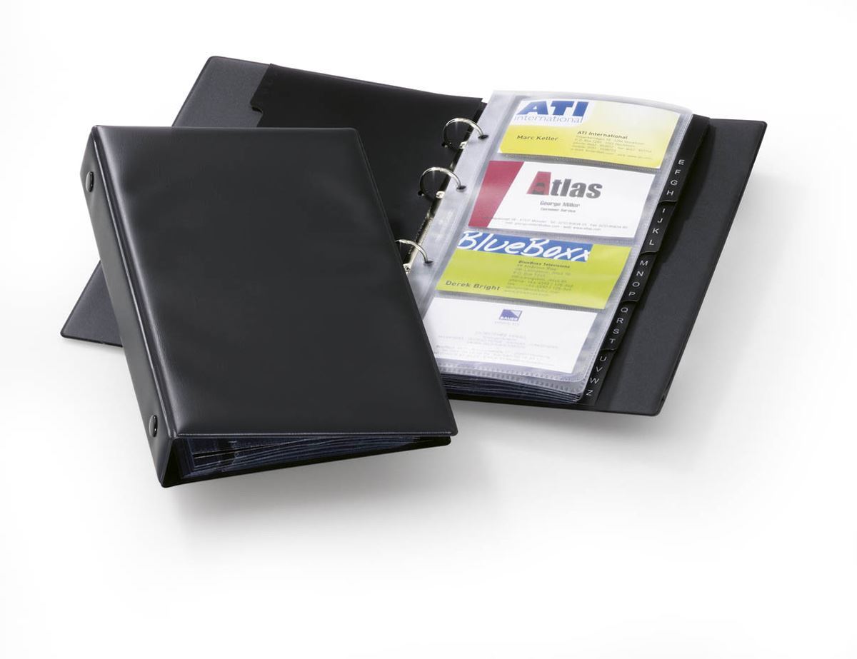Durable VISIFIX 96 Business Card Ring Binder Album Book | A-Z Index Tabs | Black