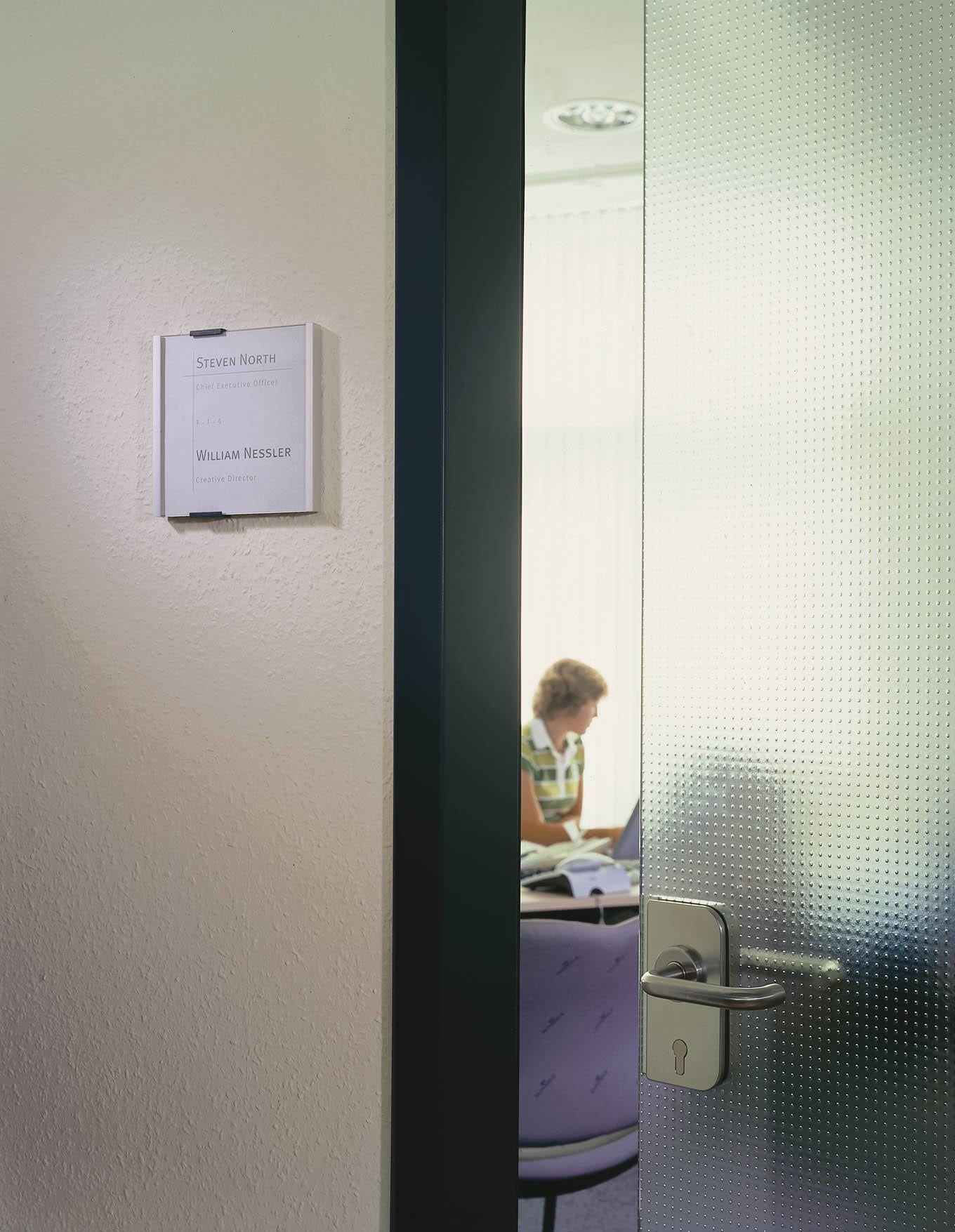 Durable Anodised Aluminium Square Door Sign Holder Wall Mounted | 149x149mm