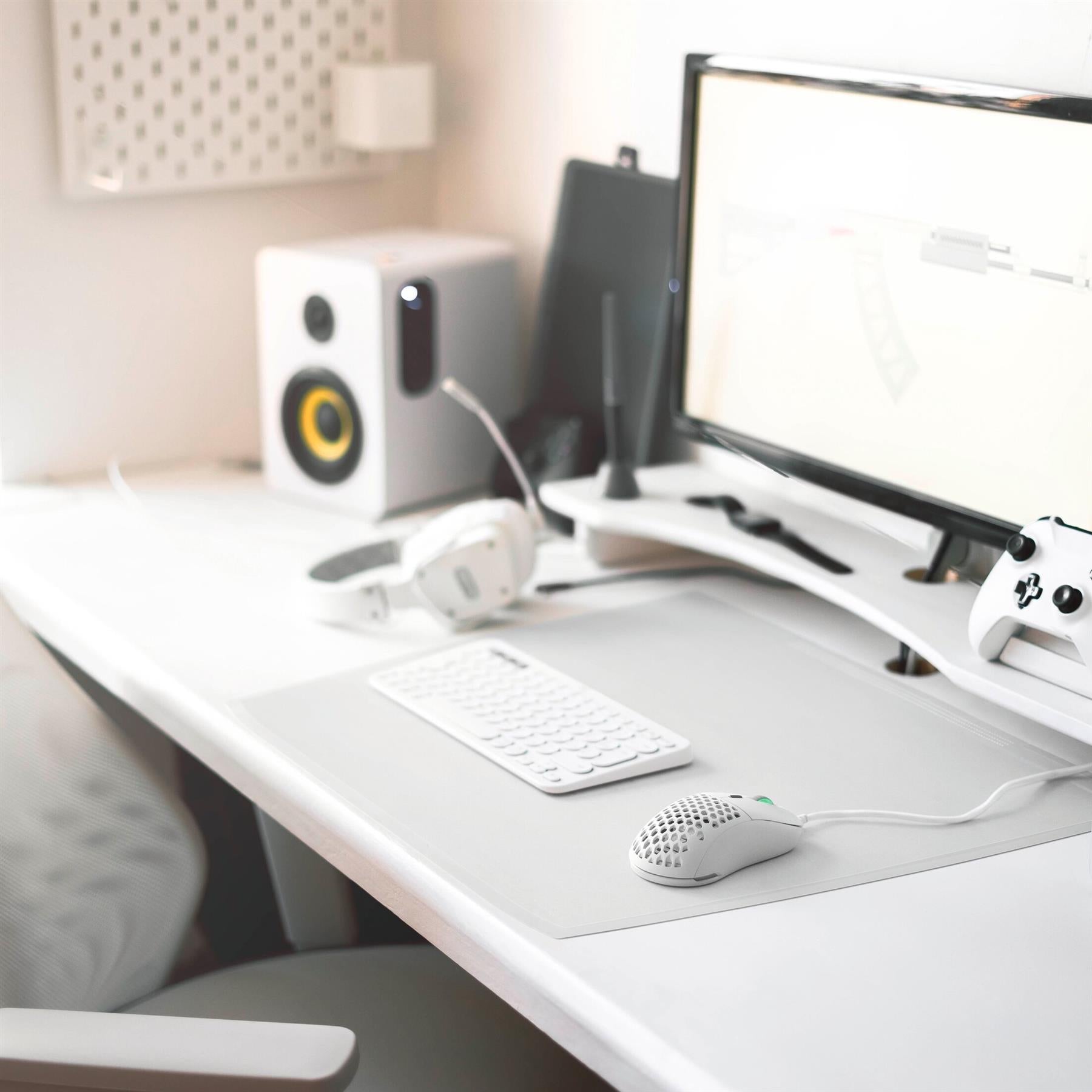 Durable ARTWORK Overlay Desk Mat | Non-Slip with Clear Anti-Glare Cover | Grey