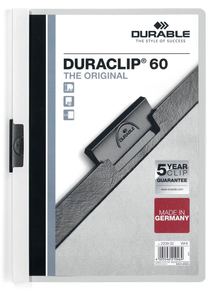 Durable DURACLIP 60 Sheet Document Clip File Folder | 25 Pack | A4 Assorted