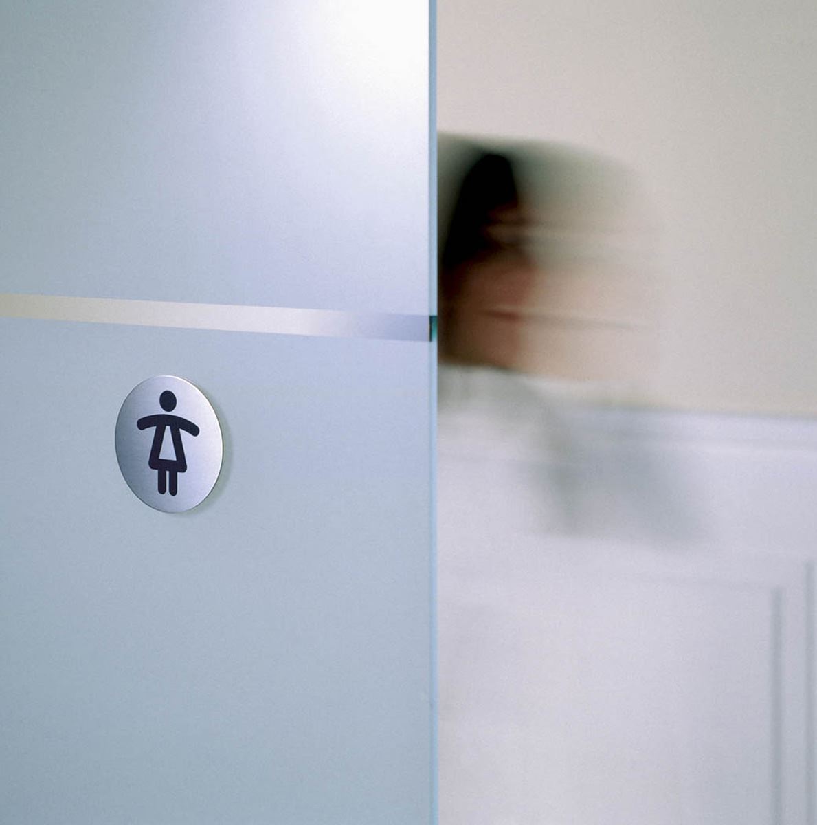 Durable Adhesive Ladies WC Symbol Bathroom Toilet Sign | Stainless Steel | 83mm