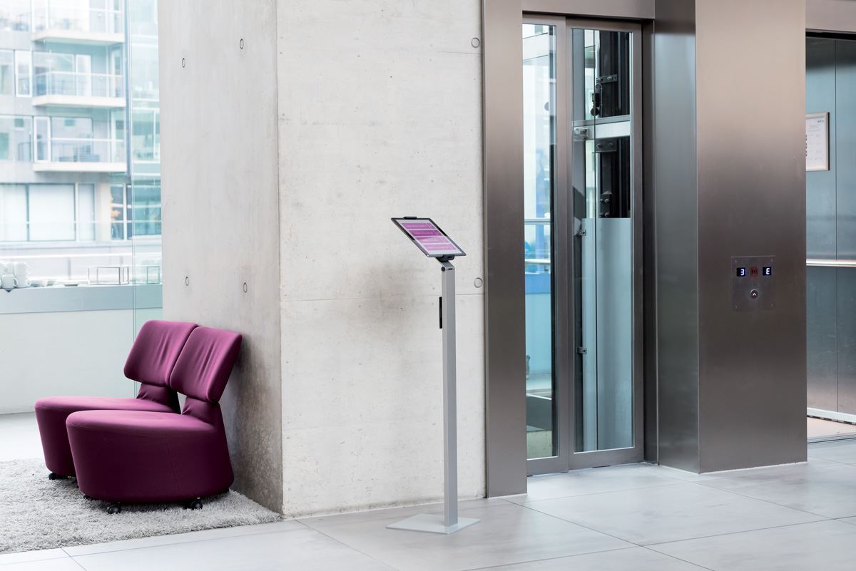 Durable Aluminium Tablet Holder iPad Floor Exhibition Stand | Rotates & Locks