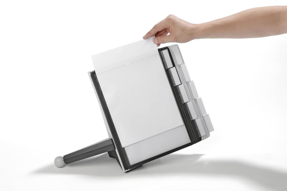 Durable SHERPA TABLE 20 Desk Display Panel Stand | 20 Panels | A4 Black & Grey