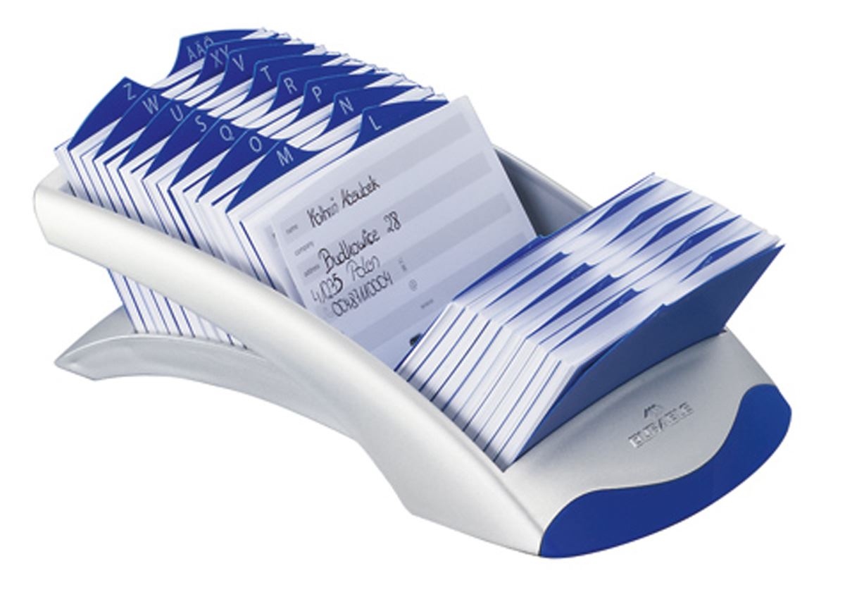 Durable TELINDEX Desktop Address Card Holder | 500 Cards & A-Z Index | Silver