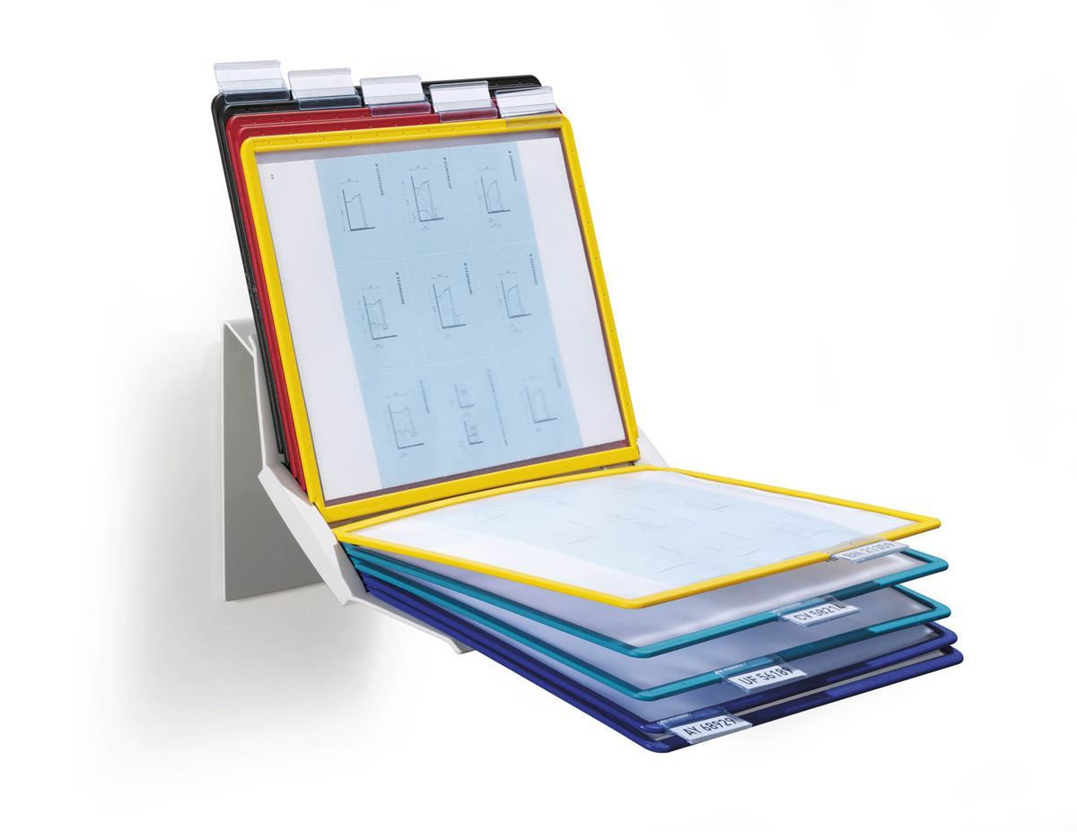 Durable VARIO PRO 10 Display Panel Desk Stand | 10 Panels | A4 Colour Coded