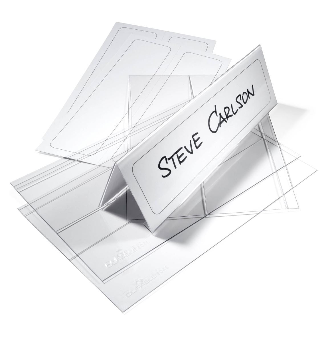Durable Clear Plastic Table Place Name Holders and Inserts | 10 Pack | 61x210mm