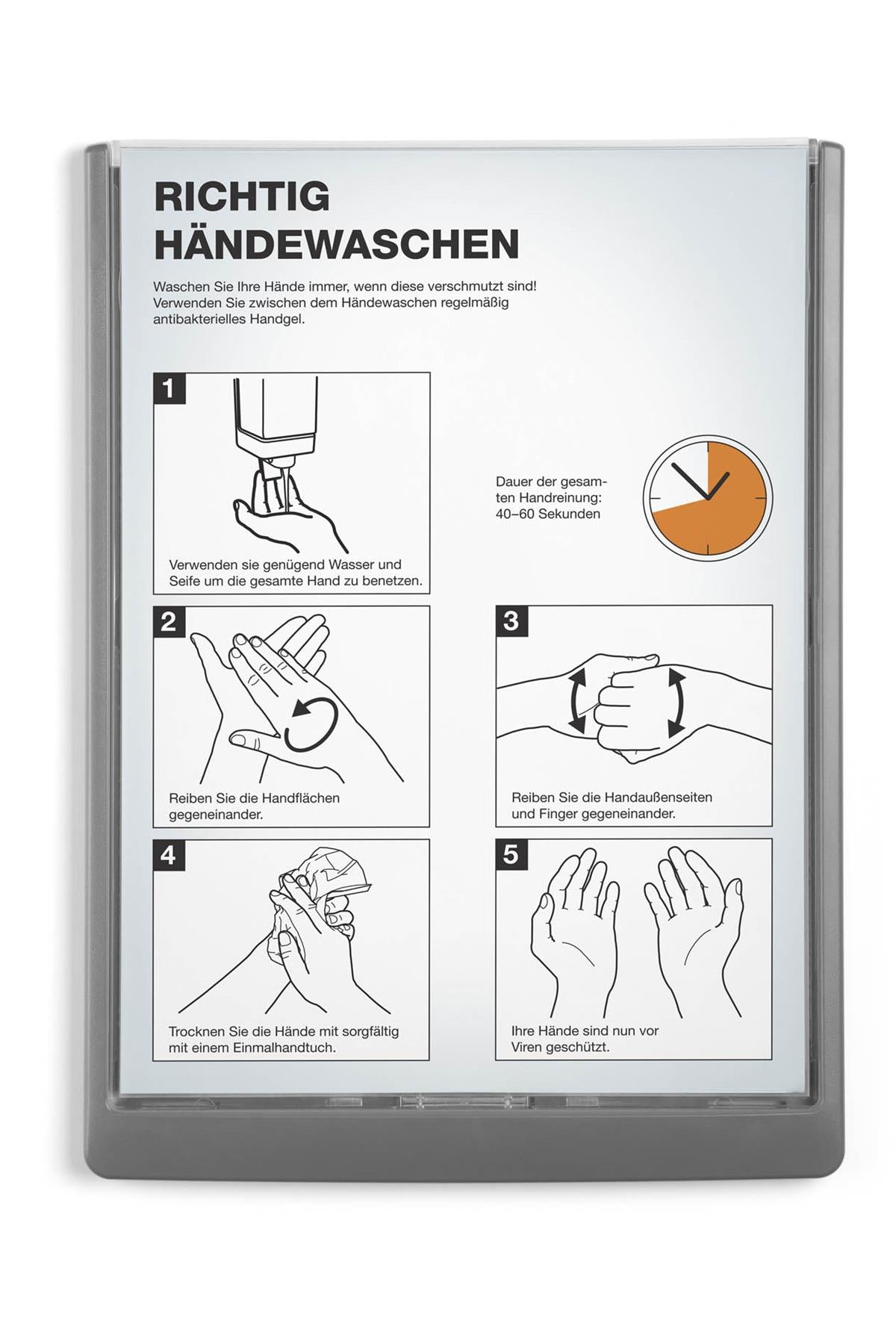 Durable Adhesive CLICK SIGN Wall Mounted Door Sign Holder | A4 | Graphite Grey