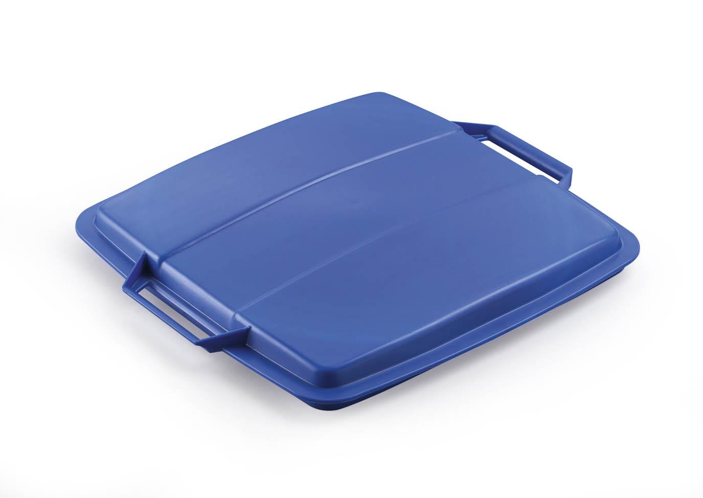 Durable DURABIN ECO Strong Square Black Recycling Bin + Blue Lid | 90L