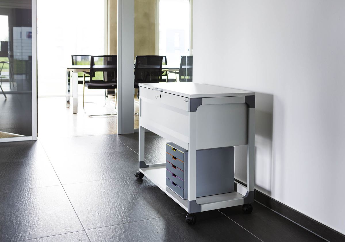 Durable Locking Lid Suspension File Trolley | for 100 A4 Folders | Grey