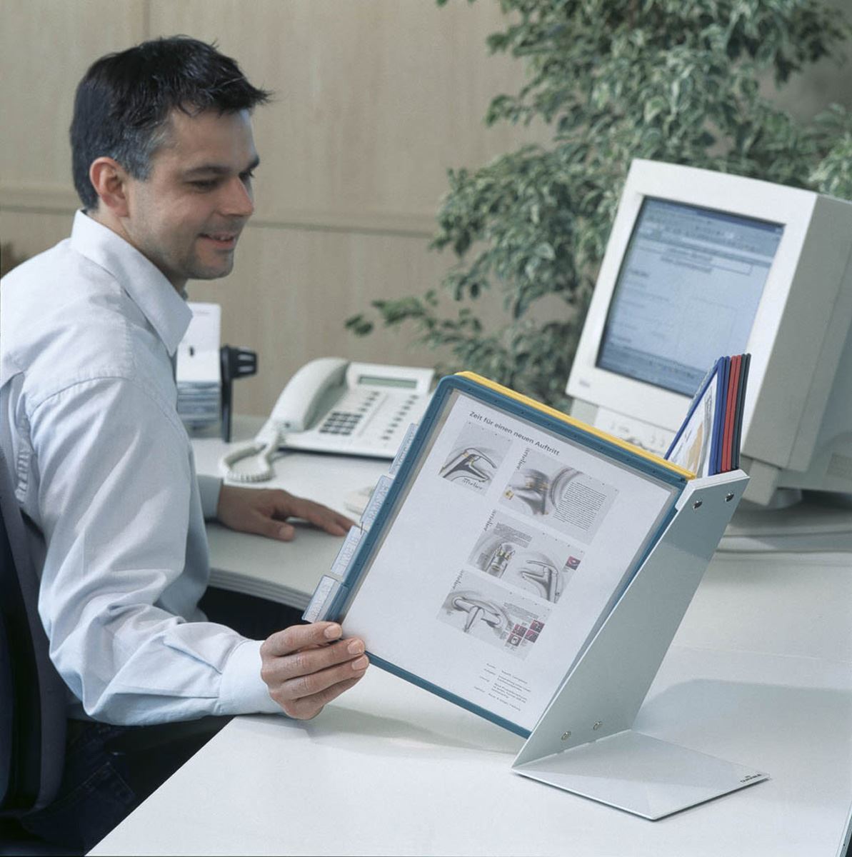 Durable VARIO TABLE 10 Display Panel Desk Stand | 10 Panels | A4 Colour Coded