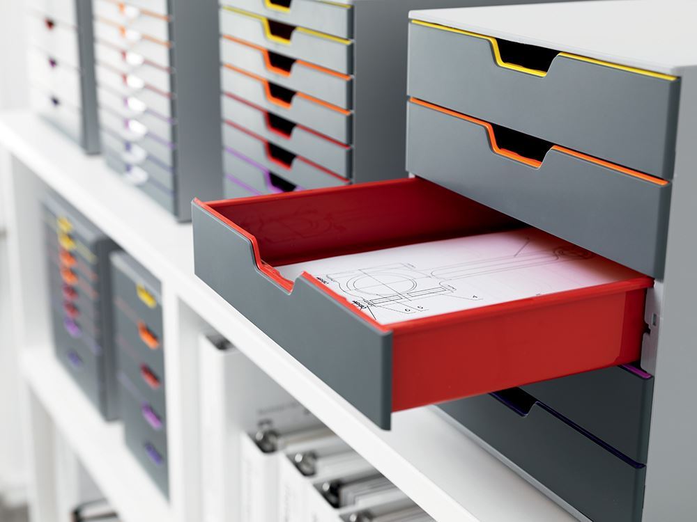 Durable VARICOLOR Desktop Organiser 5 Drawer Colour Coded Modular Storage | A4+