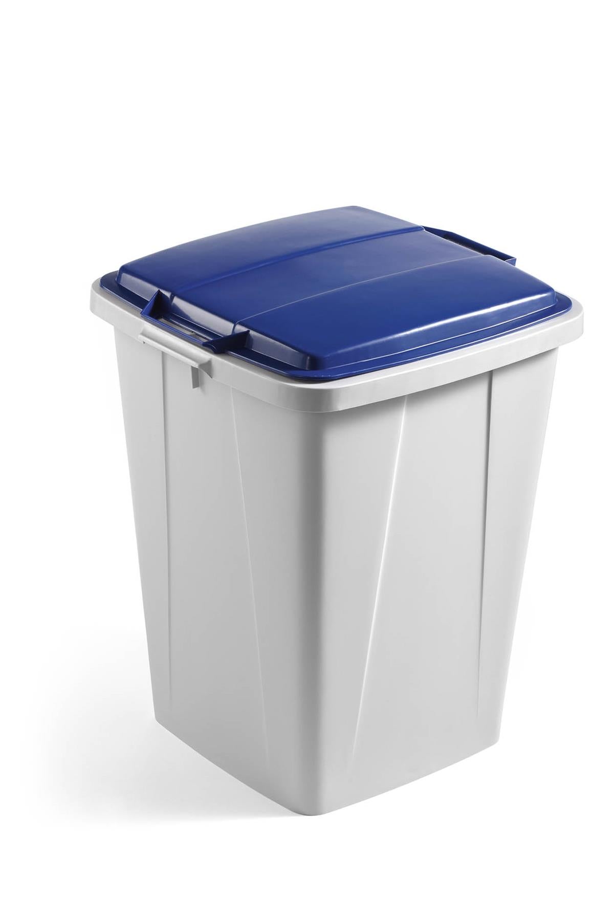 Durable DURABIN Grey Square Recycling Bin + Blue Lid | Food Safe | 90L
