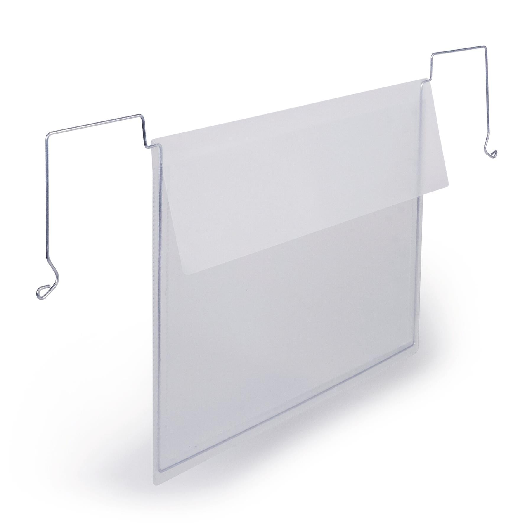 Durable Wire Hanging Document Pocket | 50 Ticket Holders With Flaps | A5 Clear