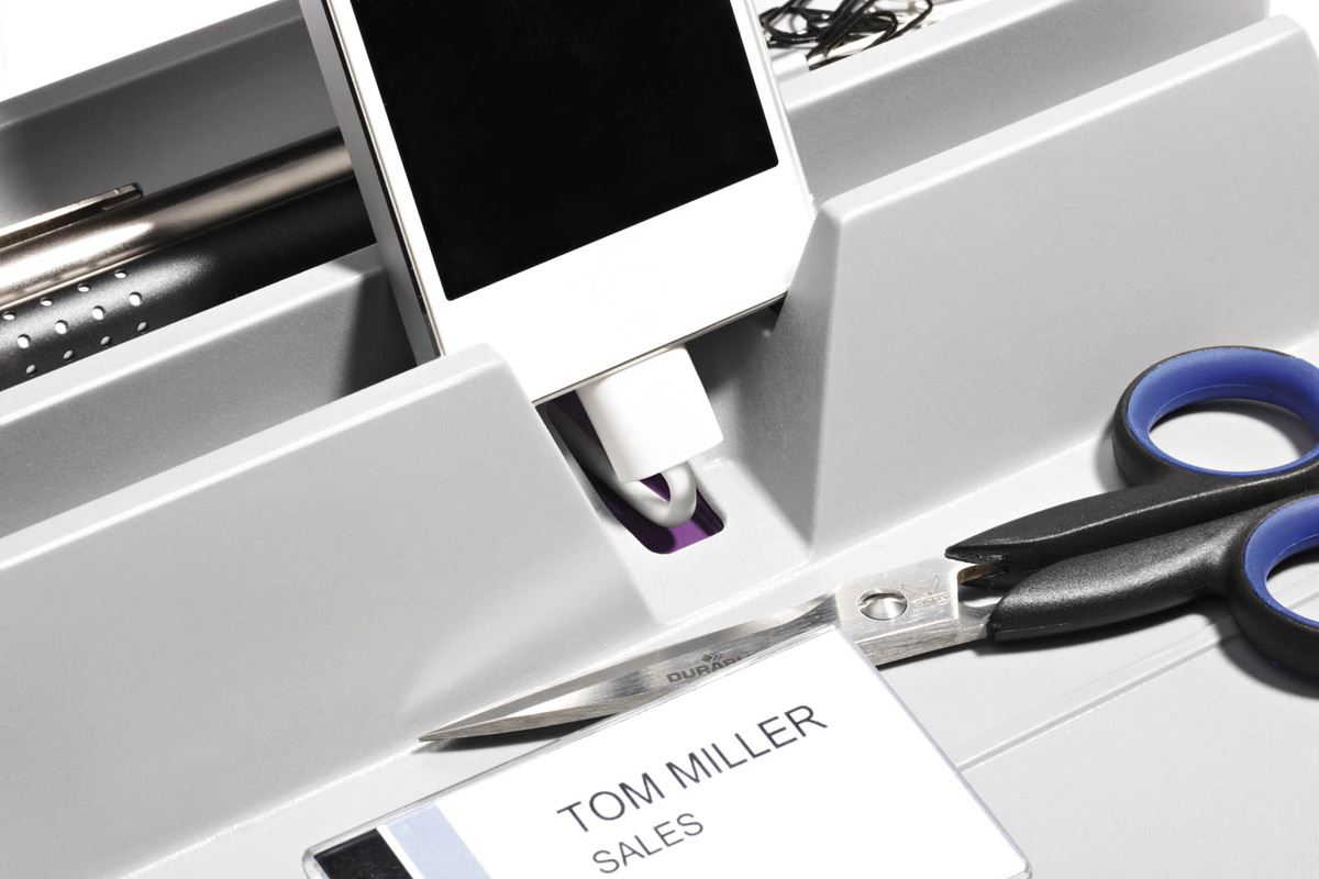 Durable VARICOLOR Desk Stationery Organiser Tray Pen Pencil Tidy Storage | Grey