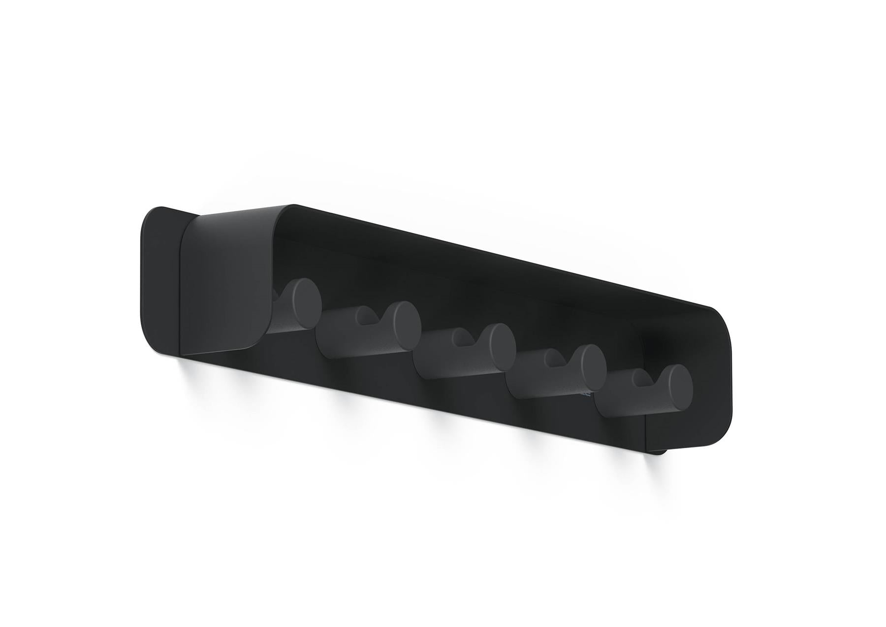 Durable DURASTORE Aluminium Wall Mounted Coat Rack 5 Hooks with Shelf | Black