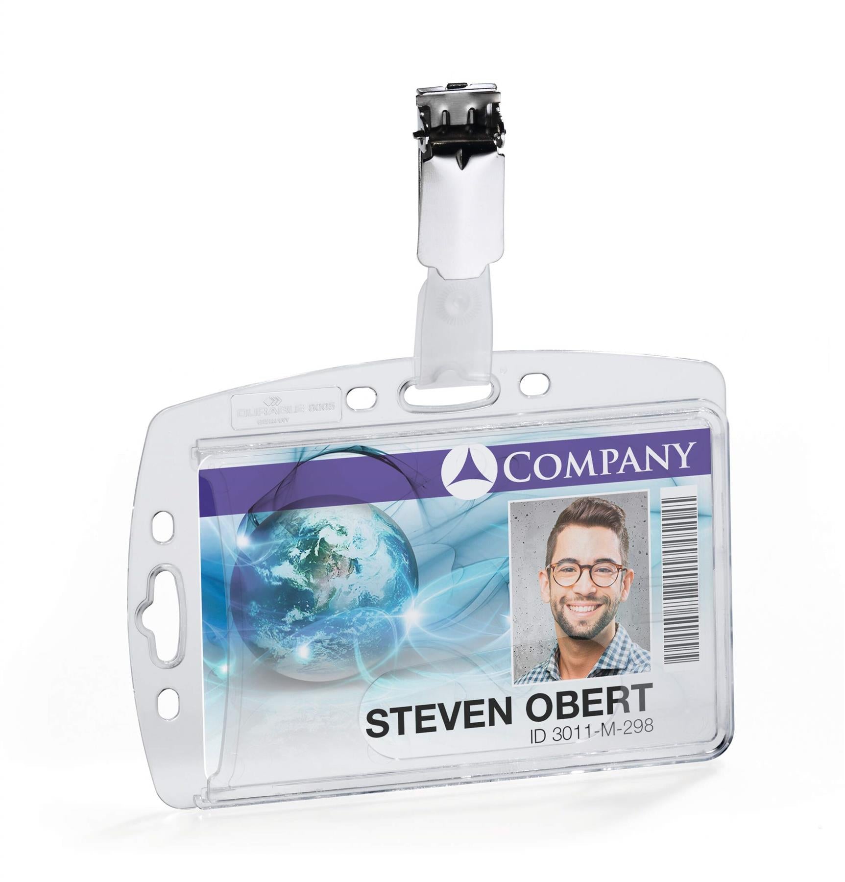 Durable Security Pass Plastic ID Badge Card Holder with Clip | Clear