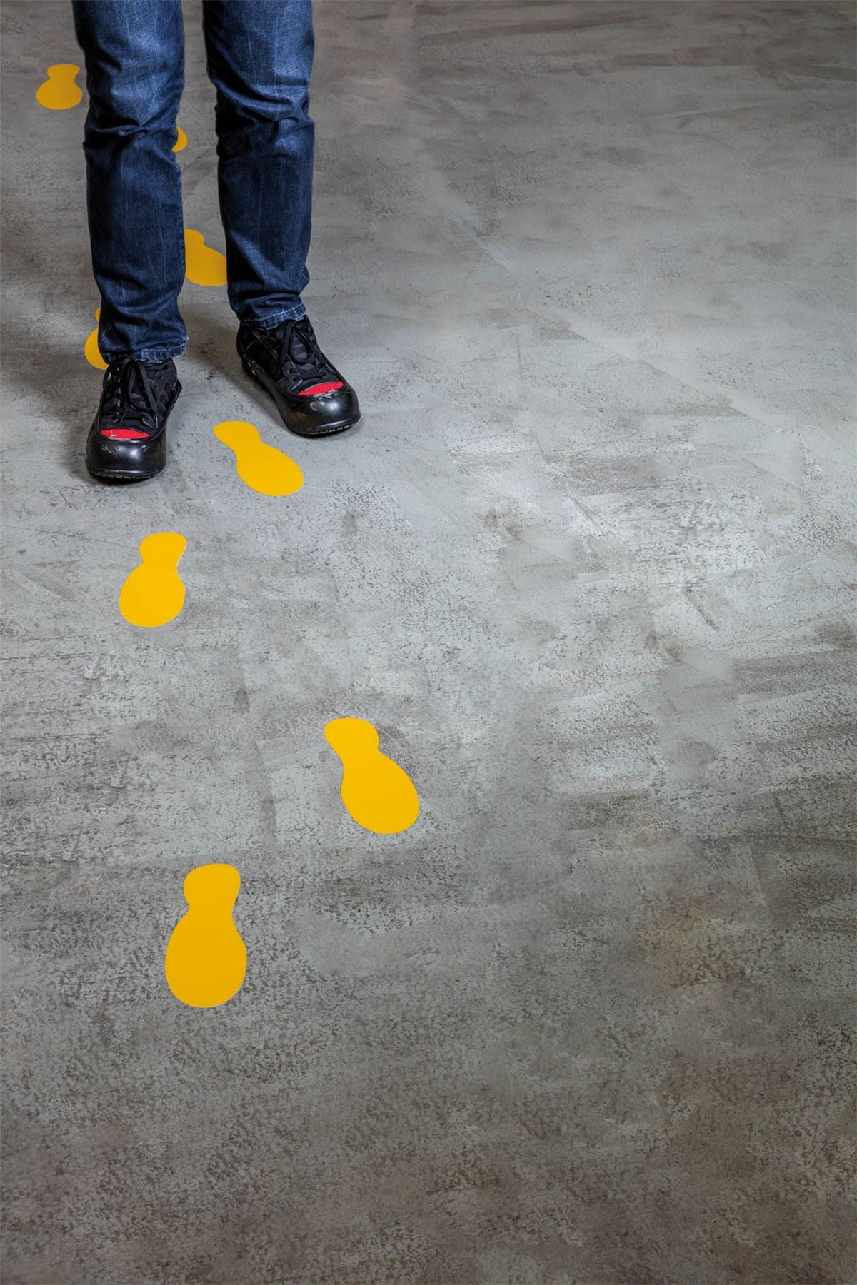 Durable Heavy Duty Adhesive Floor Marking Foot Shape | 5 Pairs | Yellow