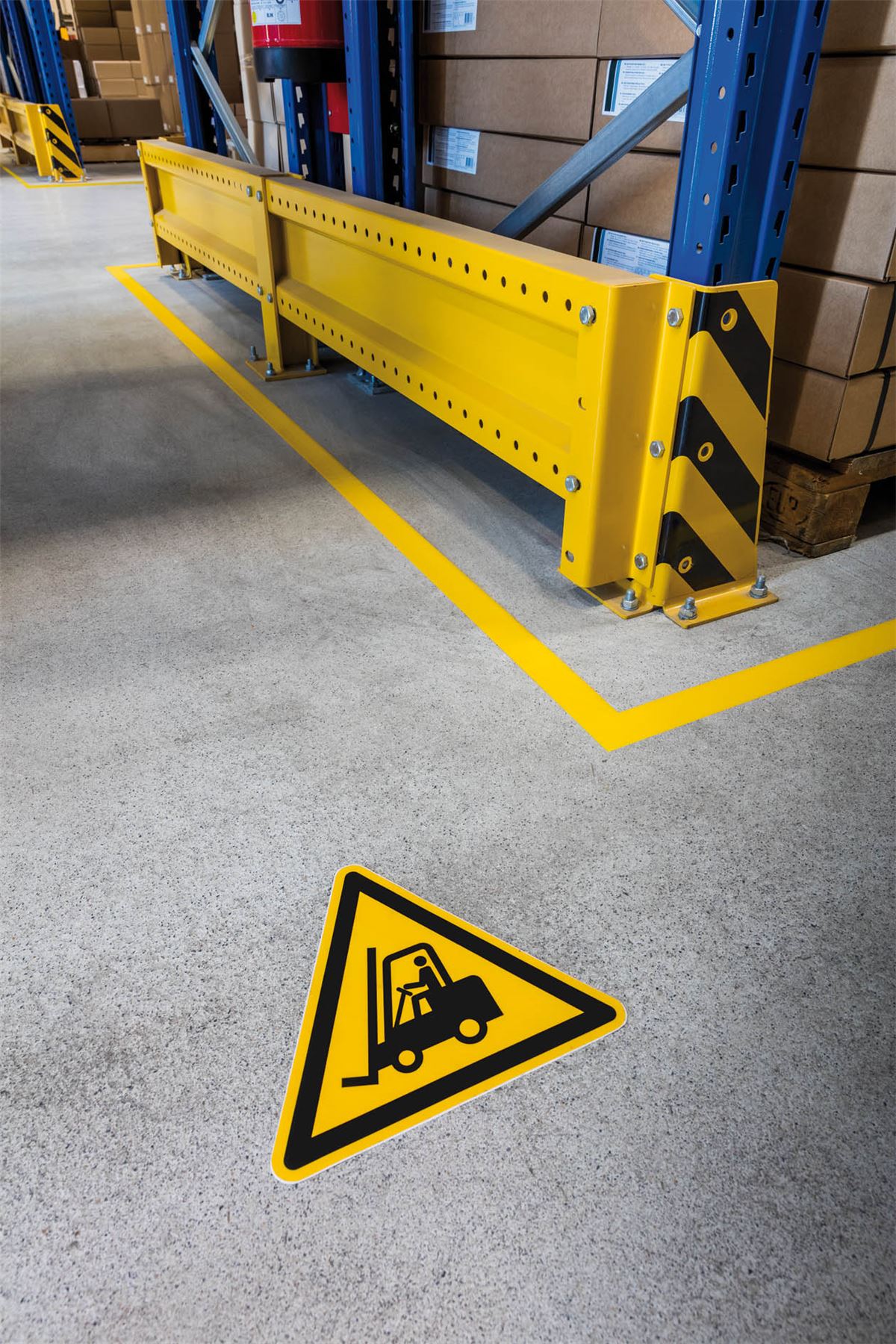 Durable Adhesive ISO "Caution Forklifts" Sign Safety Floor Sticker | 43cm