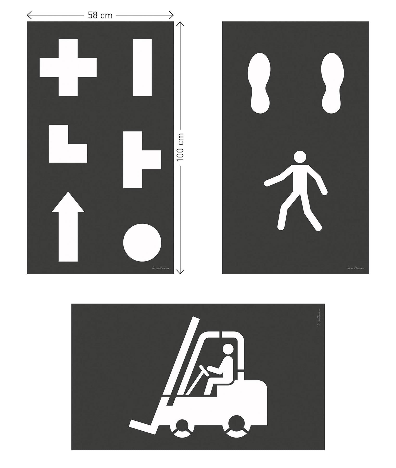 Durable DURALINE Warehouse Floor Marking 9 Stencil Set Logistics | 100 x 58cm