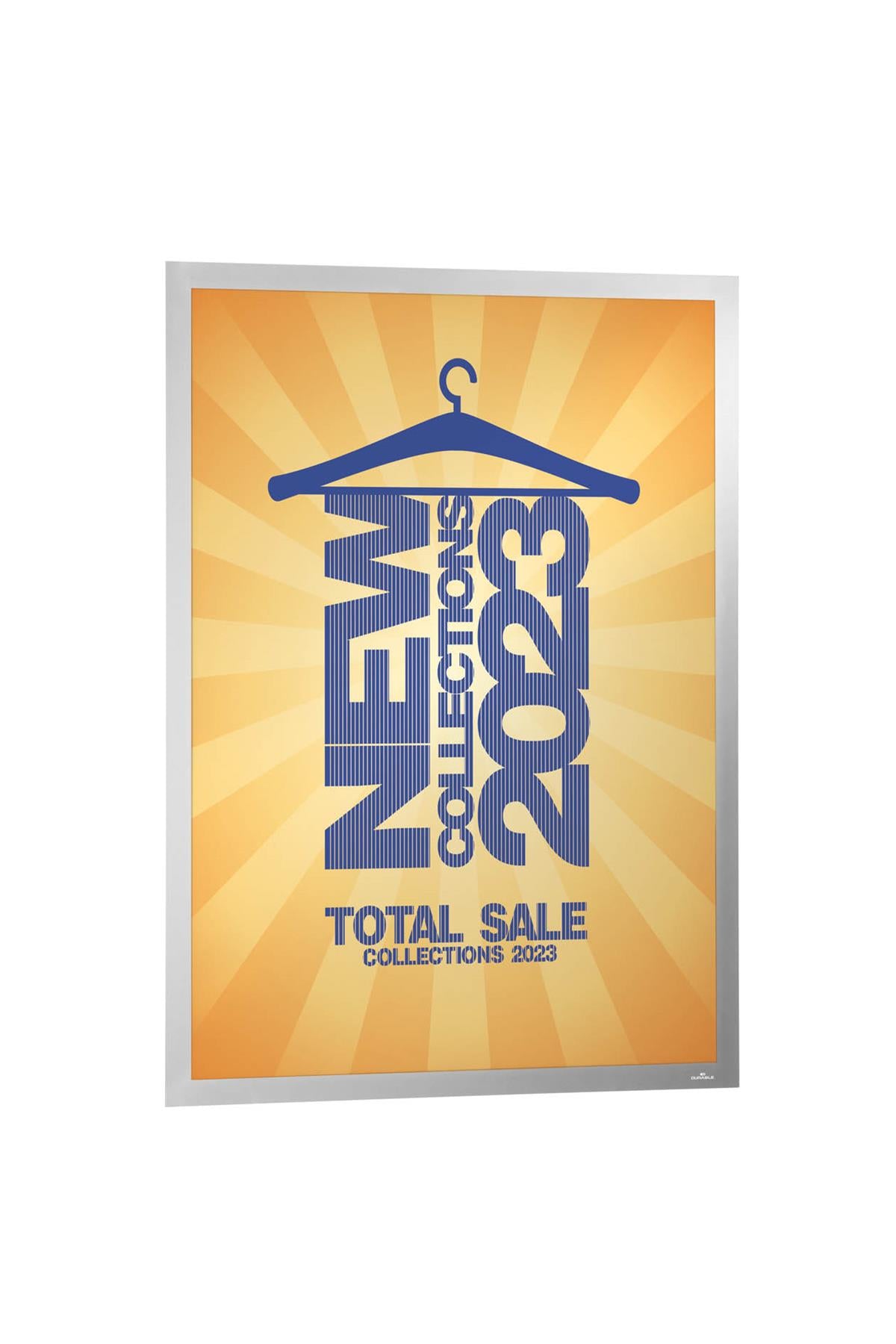 Durable DURAFRAME UV Poster Adhesive Magnetic Signage Frame | A2 Silver