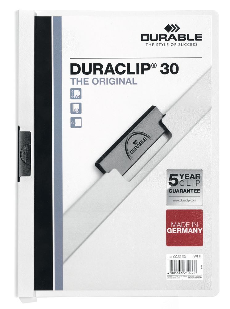 Durable DURACLIP 30 Sheet Document Clip File Folder | 25 Pack | A4 Assorted