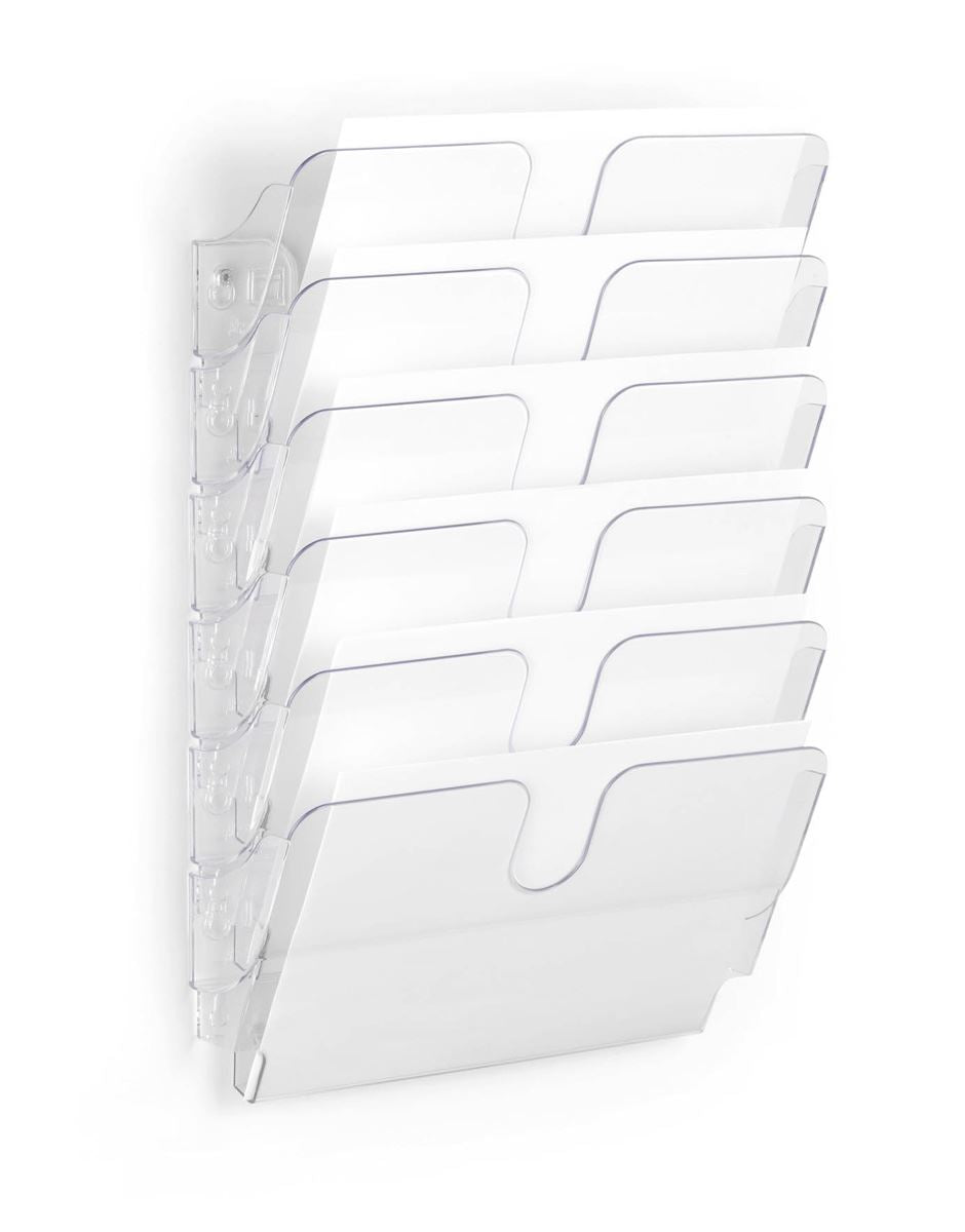 Durable FLEXIPLUS 6 Wall Mounted Literature Tray | A4 Landscape Holder | Clear