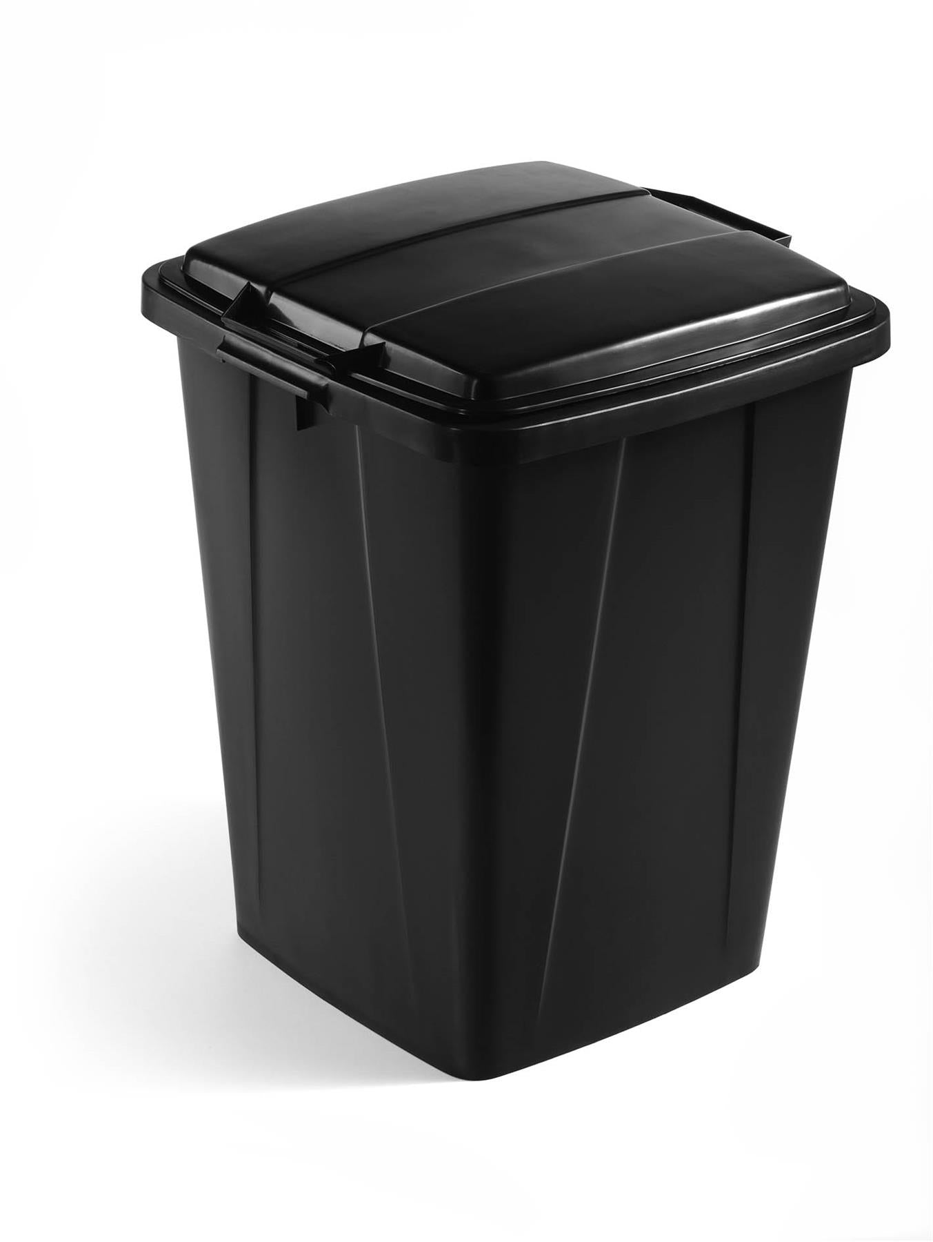 Durable DURABIN ECO Strong Square Black Recycling Bin + Lid | 90L