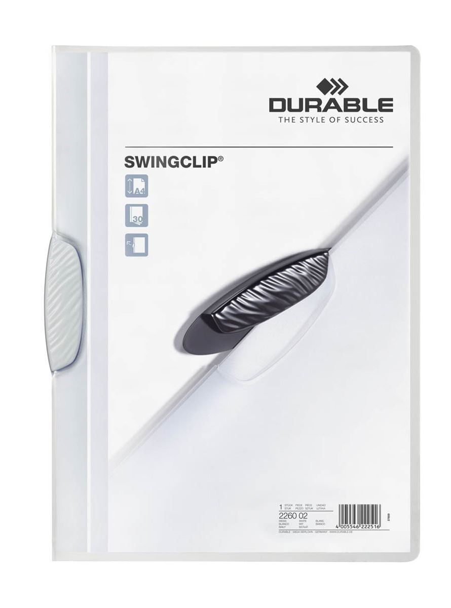 Durable SWINGCLIP 30 Document Swing Clip File Folder | 25 Pack | A4 White